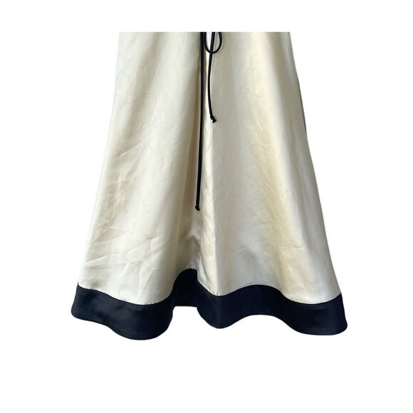 WHBM Dress Strapless Size 2 Mini Champagne Rockabilly Black Satin Belted Y2K - Picture 6 of 7